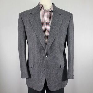 John Alexander Mens Tweed Sport Coat Blazer Two Button Navy Gray Herringbone 41R